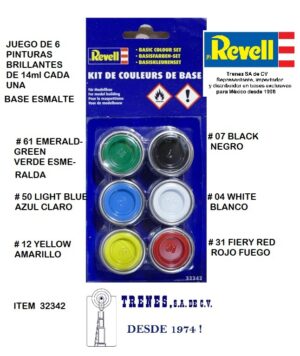 JUEGO DE 6 PINTURAS BASICAS By Revell # 32342